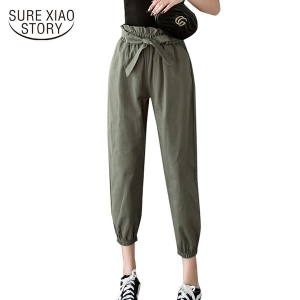

casual cargo streetwear fashion high waist solid loose harem pants pencil trousers spring summer women 7174 50 210417, Black;white