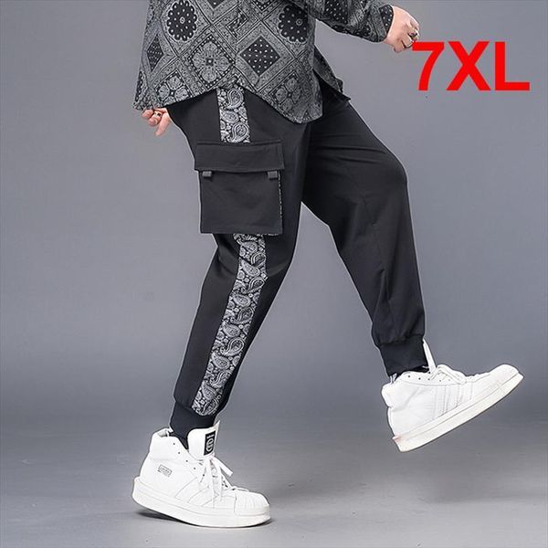 

bandana patchwork cargo joggers streetwear women pant sweatpants baggy 7xl plus size fashion trousers male loose ha006, Black