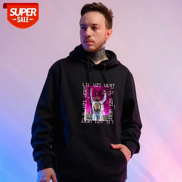 

lil uzi vert printed fleece hoodie sweatshirt black #9f9z
