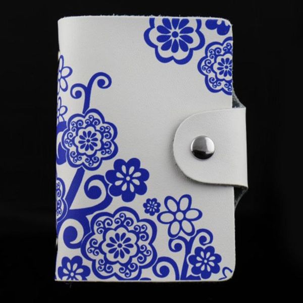

card holders 26 slots floral print leather business holder women wallet flower case book id, Brown;gray