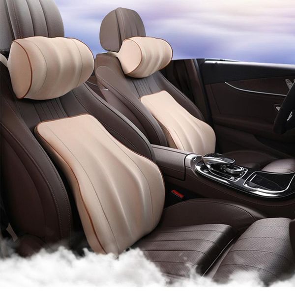 

seat cushions 2 pcs neck pillow protective soft car home orthopedics office headrest solid universal lumbar cushion easy clean memory foam