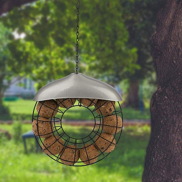 

other bird supplies feeder windproof rainproof fat ball holder black round wreath metal hanging style outdoor with large food ring