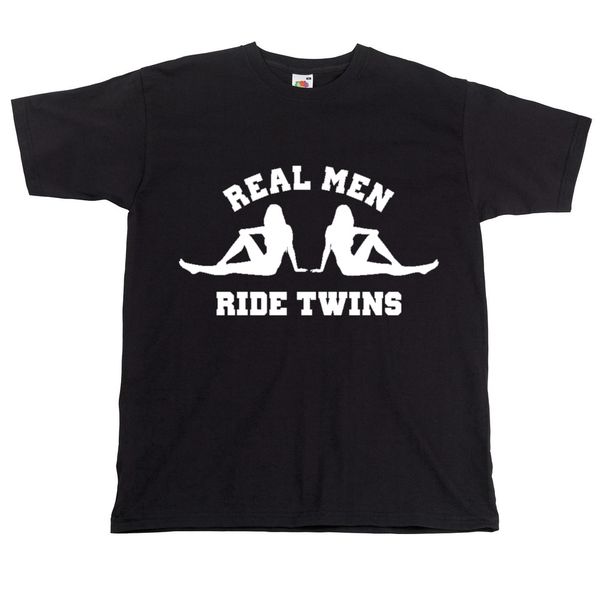 

real men ride twins tshirt fun biker tshirt v twin ducati tee, White;black