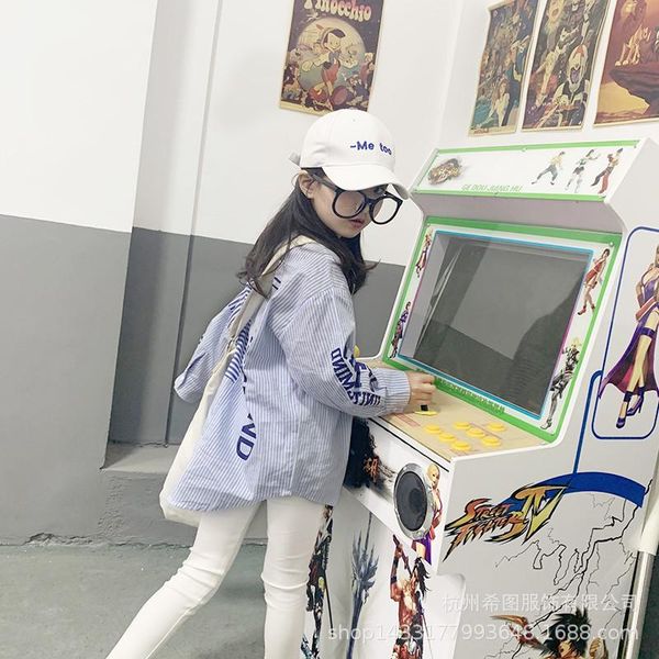 

shirts 2021 spring girl's shirt, korean version, mix and match printed cardigan, trendy kids, White;black