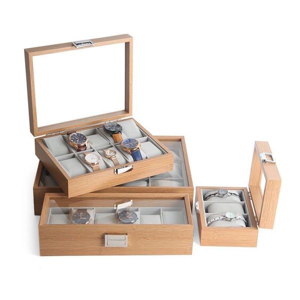 

watch boxes & cases 2021 wood case jewelry display with glass mechanical mens storage box, Black;blue