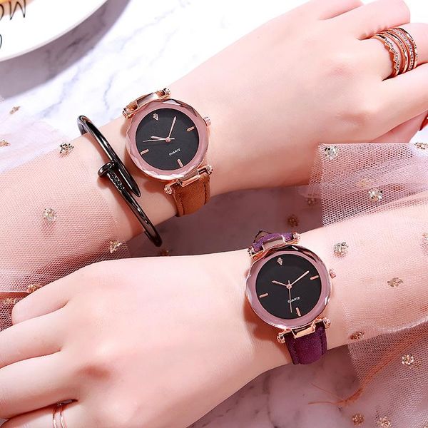 

wristwatches luxury women bracelet watches dress fashion casual ladies leather band analog quartz wrist watch, Slivery;brown