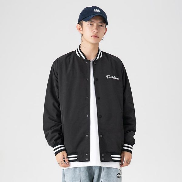 

men's hoodies & sweatshirts 2021 autumn and winter baseball uniform jacket letter embroidery casual, Black
