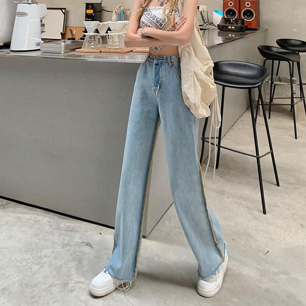

women's jeans women casual high waist plus size summer denim pants 2021 wide leg streetwear vintage loose blue boyfriend trousers