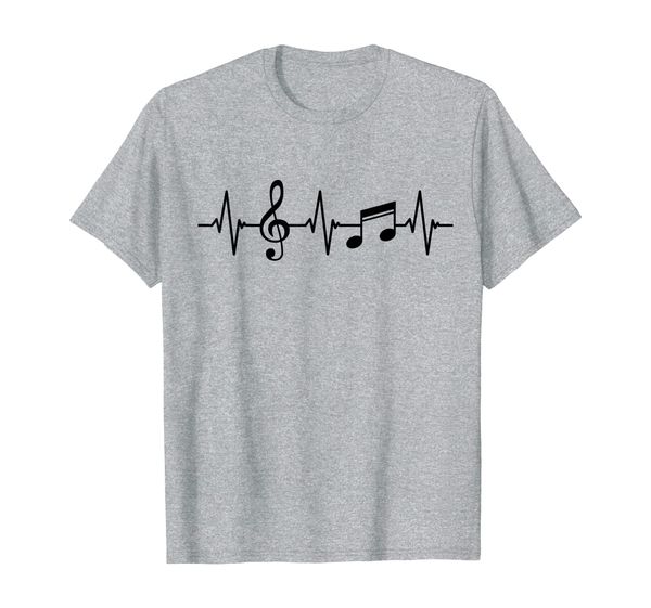 

heartbeat music notes pulse treble clef bass key t-shirt, White;black