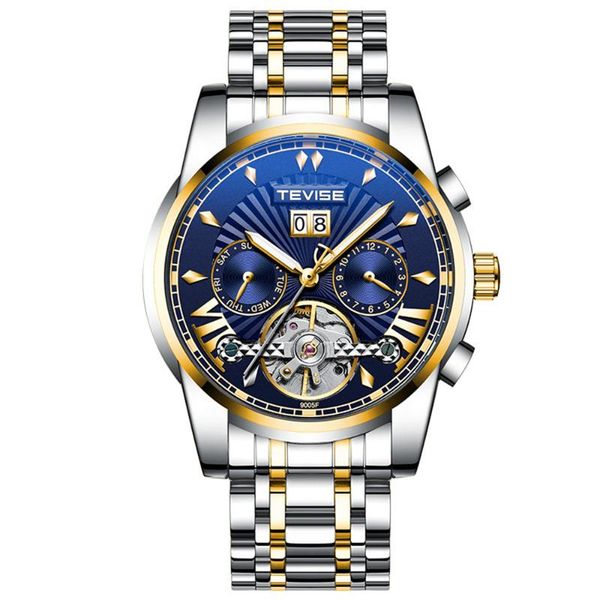 

wristwatches luxury automatic watch for men stainless steel men's mechanical wrist watches, Slivery;brown