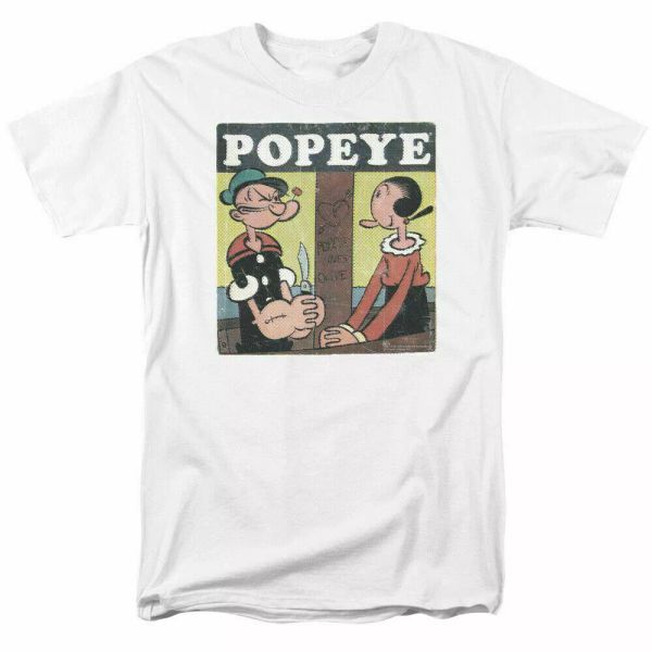 

popeye loves olive t shirt licensed comic book cartoon tee white, White;black