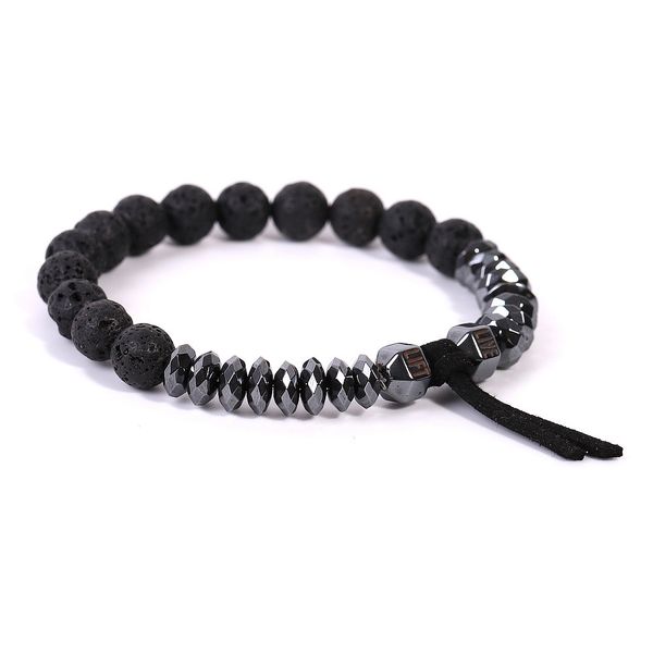 

jewelry black iron ore exercise health dumbbell bracelet jewelry 8mm black and white volcanic stone bracelet