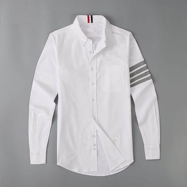 

men's casual shirts novo 19ss oxford clÃ¡ssico cinza listra moda algodÃ£o camisas casuais camisa de bolso alta qualida mangas compridas, White;black