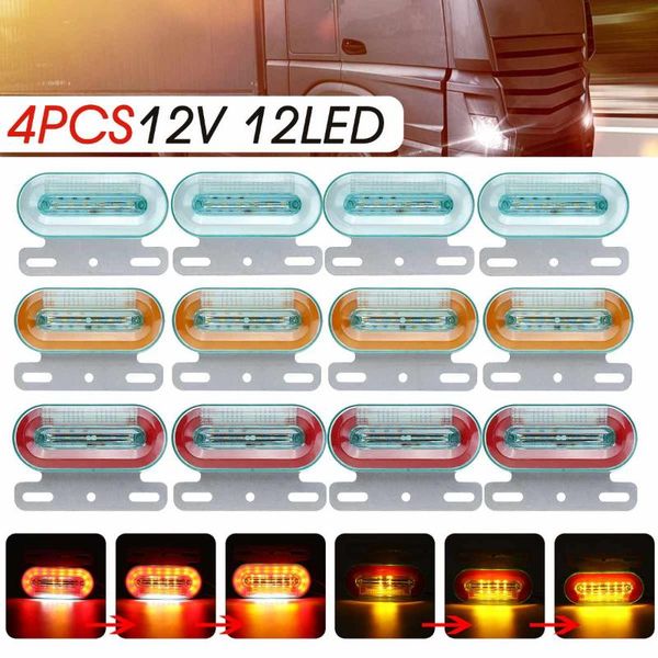 

4pcs 12v 12 led dynamic car truck side marker light turn signal lamp for trailer bus caravan boat lorry rv van emergency lights
