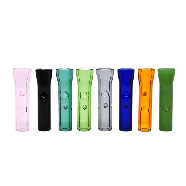 36mm Mini-Glas-Tabak-Zigarettenfilterspitzen Rauchpfeife mit flachem runden Mundhalter Niedliches Pyrex-Glasrohr für Blättchen im Großhandel
