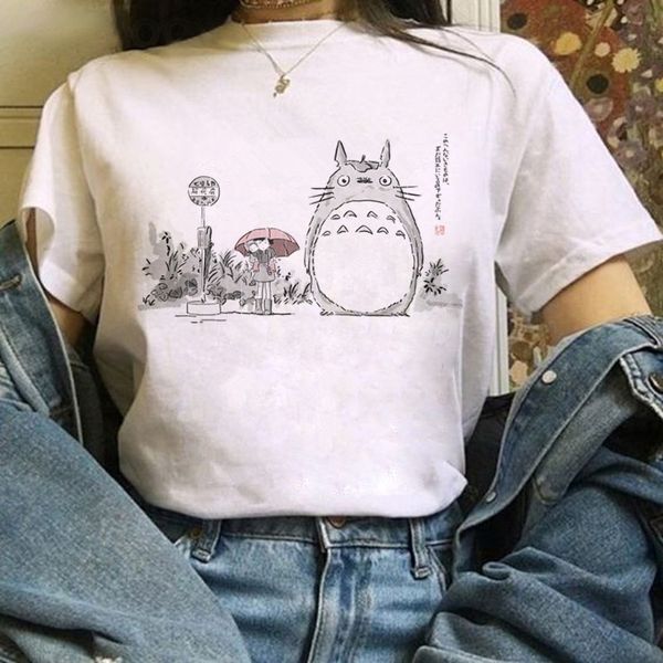 Totoro Studio ghibli harajuku kawaii t gömlek kadınları ullzang miyazaki hayao tshirt tişört tişört sevimli anime üst tee kadın için anne günleri hediye