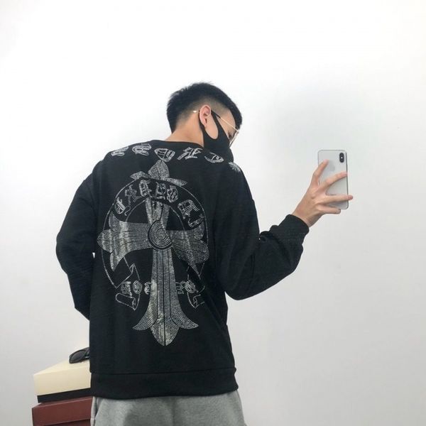 

chrome/heartshandsome 2021 spring croxin trend brick little brother artifact long sleeve sweater, Black