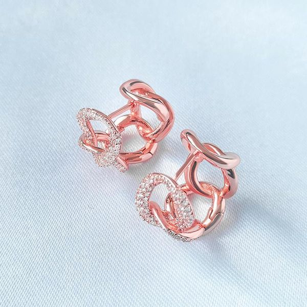 

stud s925 sterling silver interlocking earrings rose gold personality fashion cold style monaco jewelry, Golden;silver