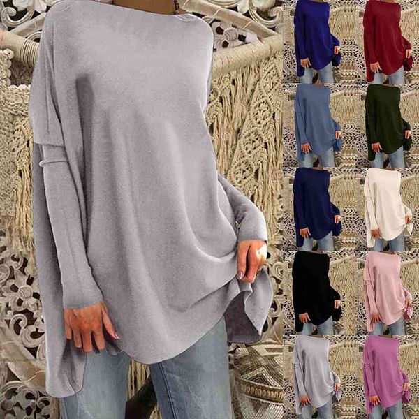 

autumn womens pullover simple sweaters solid color mid length round neck fashion fluffy hand long sleeve 50, White;black