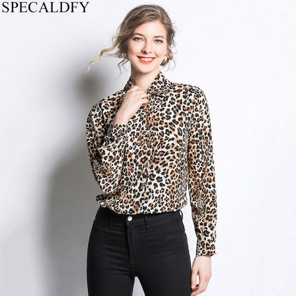 

women's blouses & shirts 2021 spring leopard print long sleeve shirt womens and ladies office runway vintage blouse camisa feminina, White