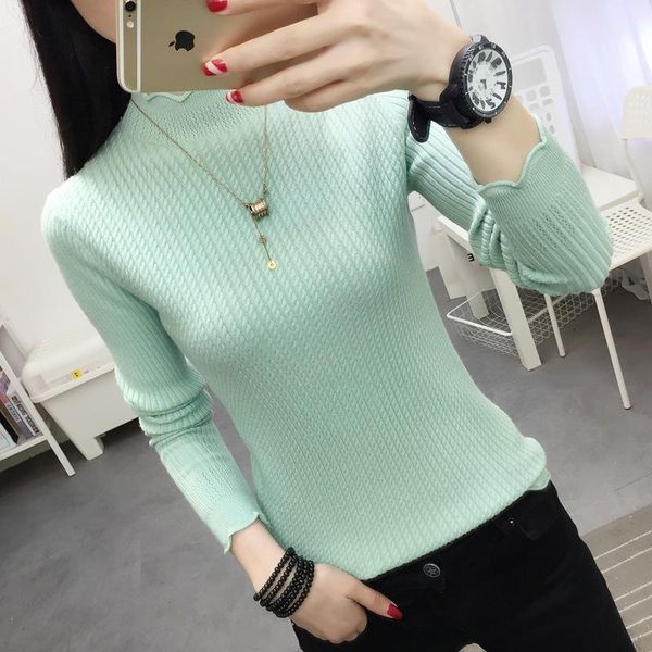 

women's sweaters 12764 (3 rooms, 8 rows, 4 rows) actual po of auricular pullovers, slim body and solid color bottoming shirt 28, White;black