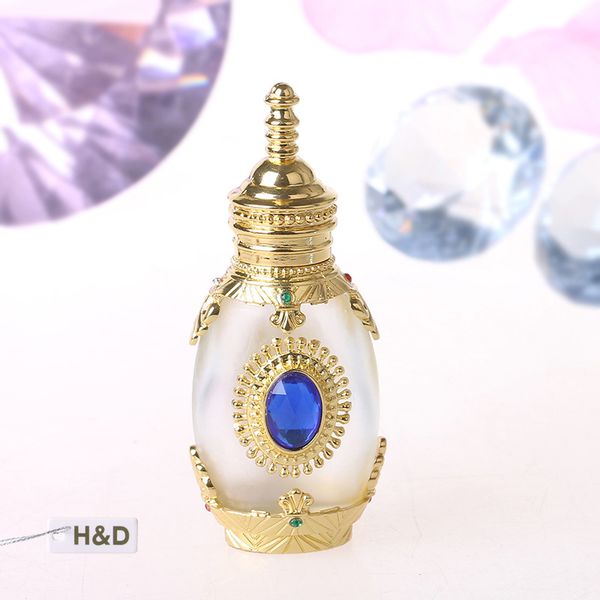 

h&d 12ml vintage empty refillable perfume bottle russian fancy style enameled collectible metal and glass (white)