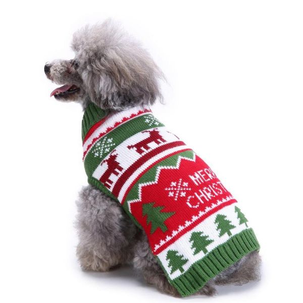 

dog apparel 2021 winter ugly christmas sweater clothes warm xtmas for small dogs pet clothing coat knitting crochet cloth