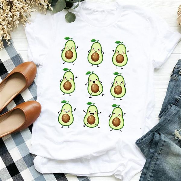 

cartoon avocado camisas mujer women beach trend style cute tee womens female shirt clothes graphic, White