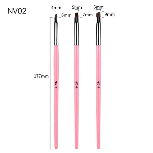 

nail brushes 3pcs pink row dotting dot builder flat painting crystal carving uv gel art acrylic polish tips pen brush manicure tools set, Yellow