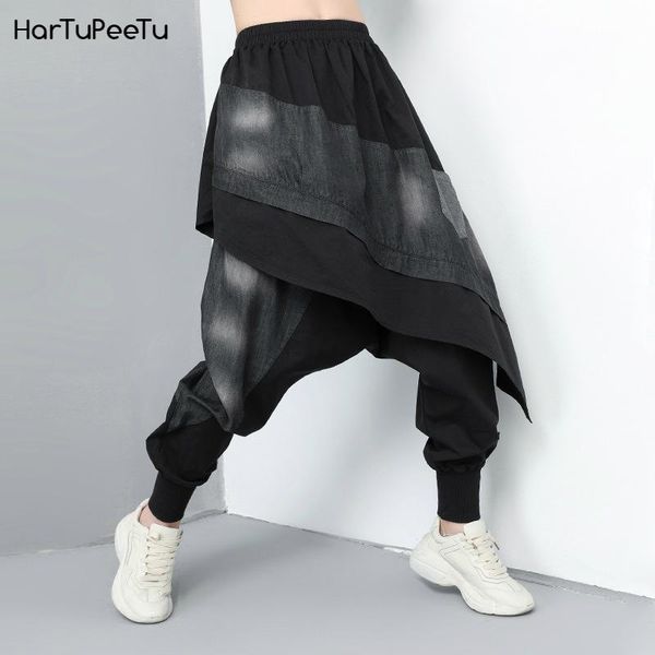 

women's jeans spring autumn women harem pants street casual culotte cowboy water washing beam leg trousers loose fit fashion tide 2021, Blue