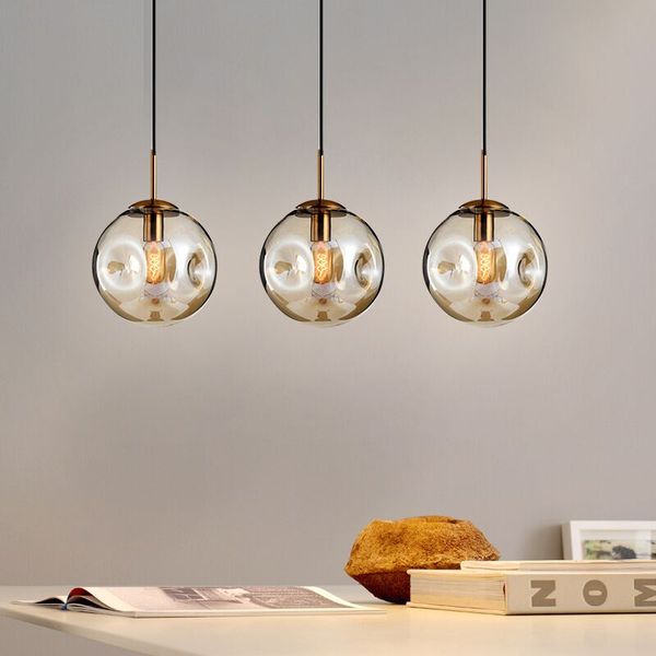 

modern glass ball pendant lamps nordic led livingroom dining room bedroom kitchen hanging lighting decoration light fixture f-pl20095