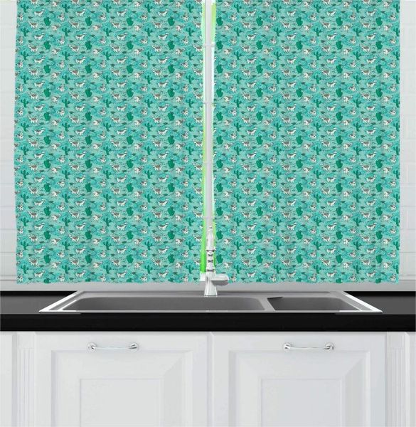 

curtain & drapes seafoam and gypsy pattern kitchen curtains doodle alpaca in bohemian style cactus for cafe decor