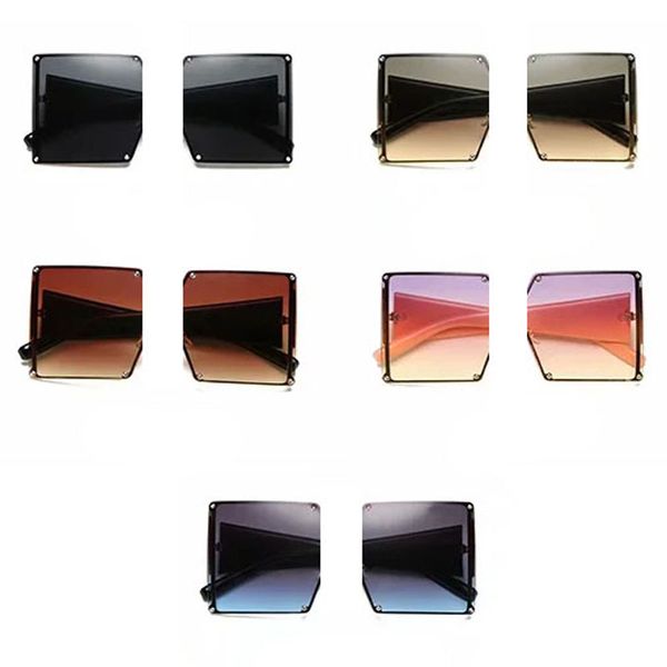 

big square glasses one piece mens women sunglasses black sun shades dark lens goggles 6 colors g15 gray brown blue lenses, White;black