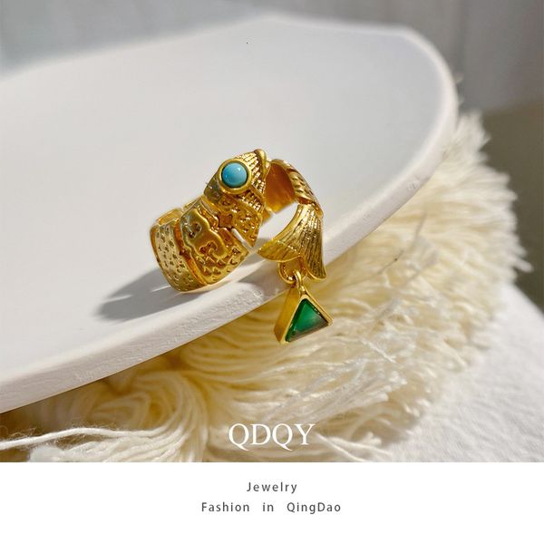 

qingdao tb fashion simple small fish opening gold plated metal ring female, Silver