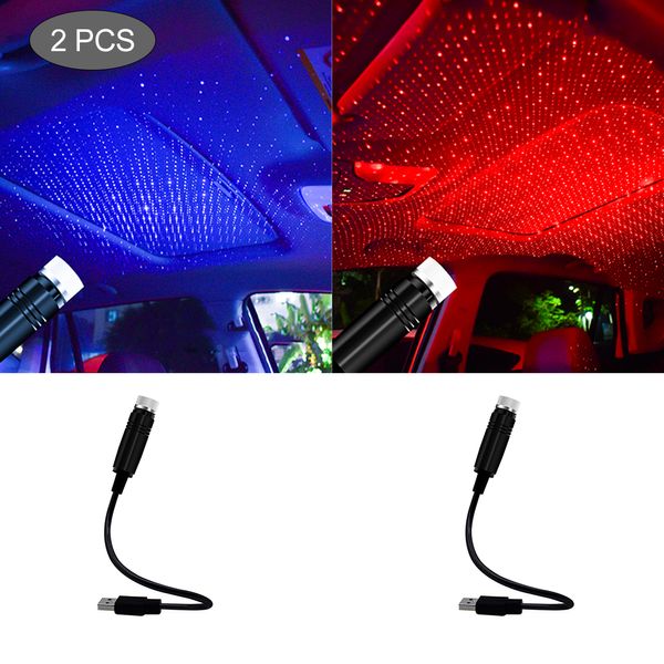 Luz de projeção de telhado de carro usb portátil estrelas luzes noturnas ajustáveis led galáxia atmosfera iluminação projetor interior lâmpada para festa de quarto de teto