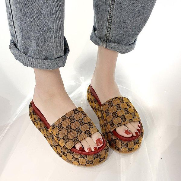 

women's leopard print slippers sandals open toe comfortable platform canvas outdoor claquette femme fourrure, Black