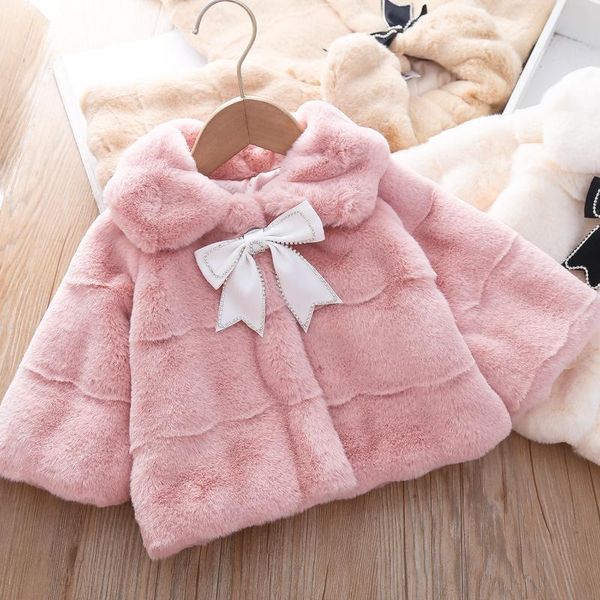 

jackets girls kids coat jacket overcoat 2021 bow furs warm plus thicken velvet winter lambswool school cardigan children's clothing, Blue;gray