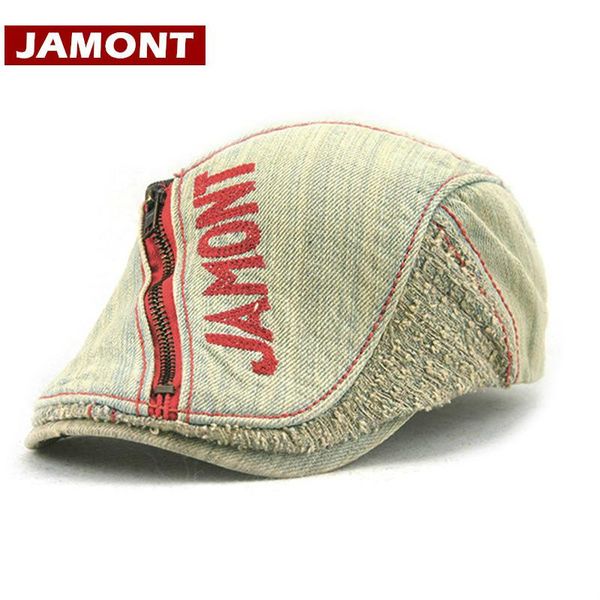 

berets [jamont] fashion men cap women visors zipper gorras casual hats visor letter flat hat casquette, Blue;gray