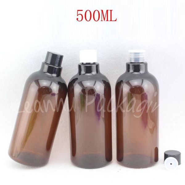 

brown empty plastic bottles , 500cc cosmetic container shampoo / lotion travel packaging bottle storage & jars