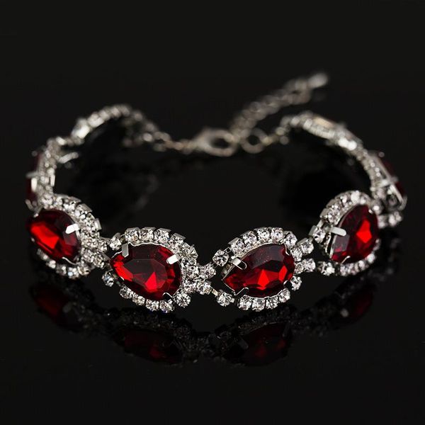 

link, chain beautiful bracelet for women red austrian crystal fashion heart wholesale, Black