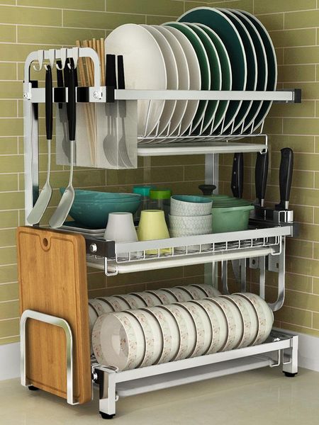

stainless steel bowl rack and chopsticks sink drain household kitchen storage cold dish bottles & jars