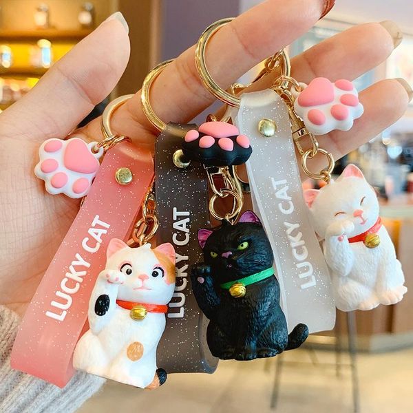 

bag parts & accessories 2021 cartoon simple pocket cat net red personalized keychain trend pendant couple gifts, Black