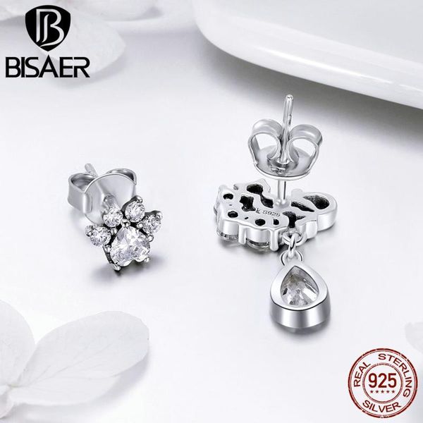 

stud bisaer earrings for women 925 sterling silver clear waterdrop cz cat asymmetry fashion jewelry earings hse424, Golden;silver