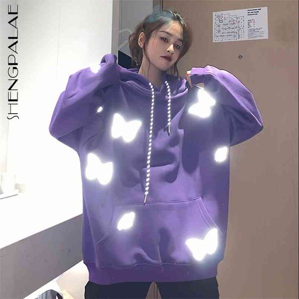 

purple streetwaer hooded sweatshirt women's spring large size plush thick long sleeve hoodie female 5b854 210427, White