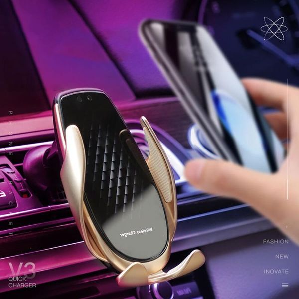 

qi wireless car charger 15w fast charging automatic clamping infrared sensor suitable for 11 xr mobile phone holder stand cell mounts & hold