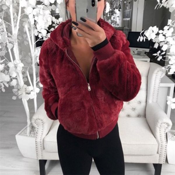 

1plus size oversized winter faux fur coat women parka long warm jacket s hoodies loose outwear casaco feminino 210514, Black