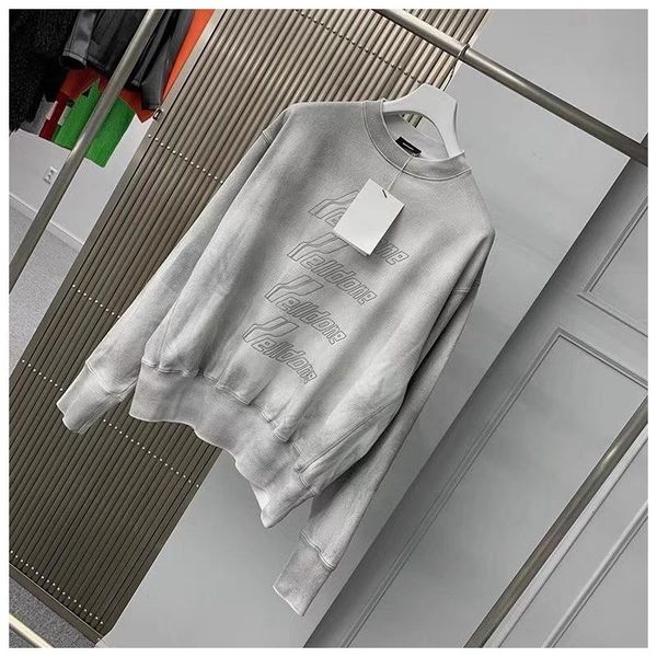 

men's hoodies & sweatshirts autumn we11done women's street loose hoodie reflective letter screen tie-dyed hip hop casual fashion, Black
