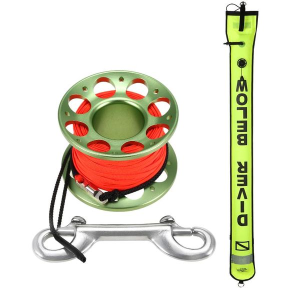 

diving accessories 3.9ft scuba surface marker buoy with 49.2ft alloy finger spool clip inflatable safety tube signal gear