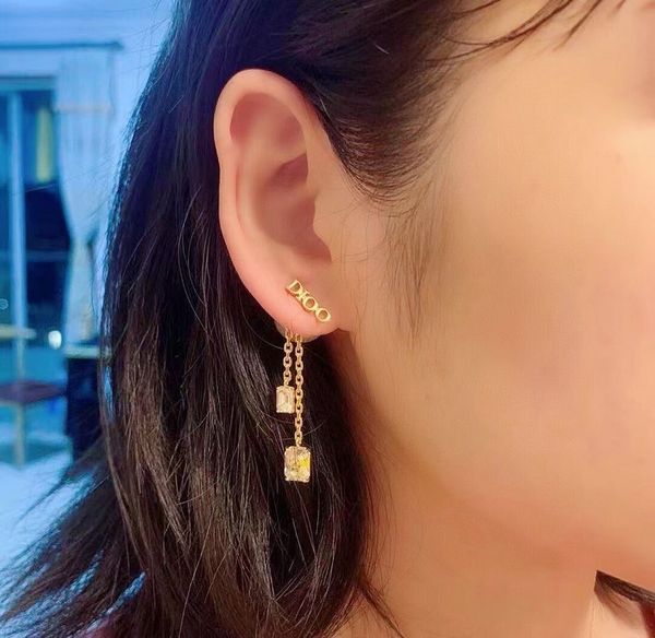 

aaa designer jewelry home 2021 new square letter pearl earring high version brass 925 tremella pin, Golden;silver