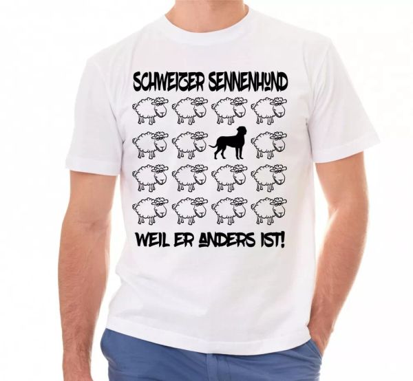 

swiss sennenhund t-shirt black sheep men dog dog motif, White;black